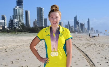Dual gold medallist Lakeisha Patterson. Photo courtesy of Delly Carr - Swimming Australia 